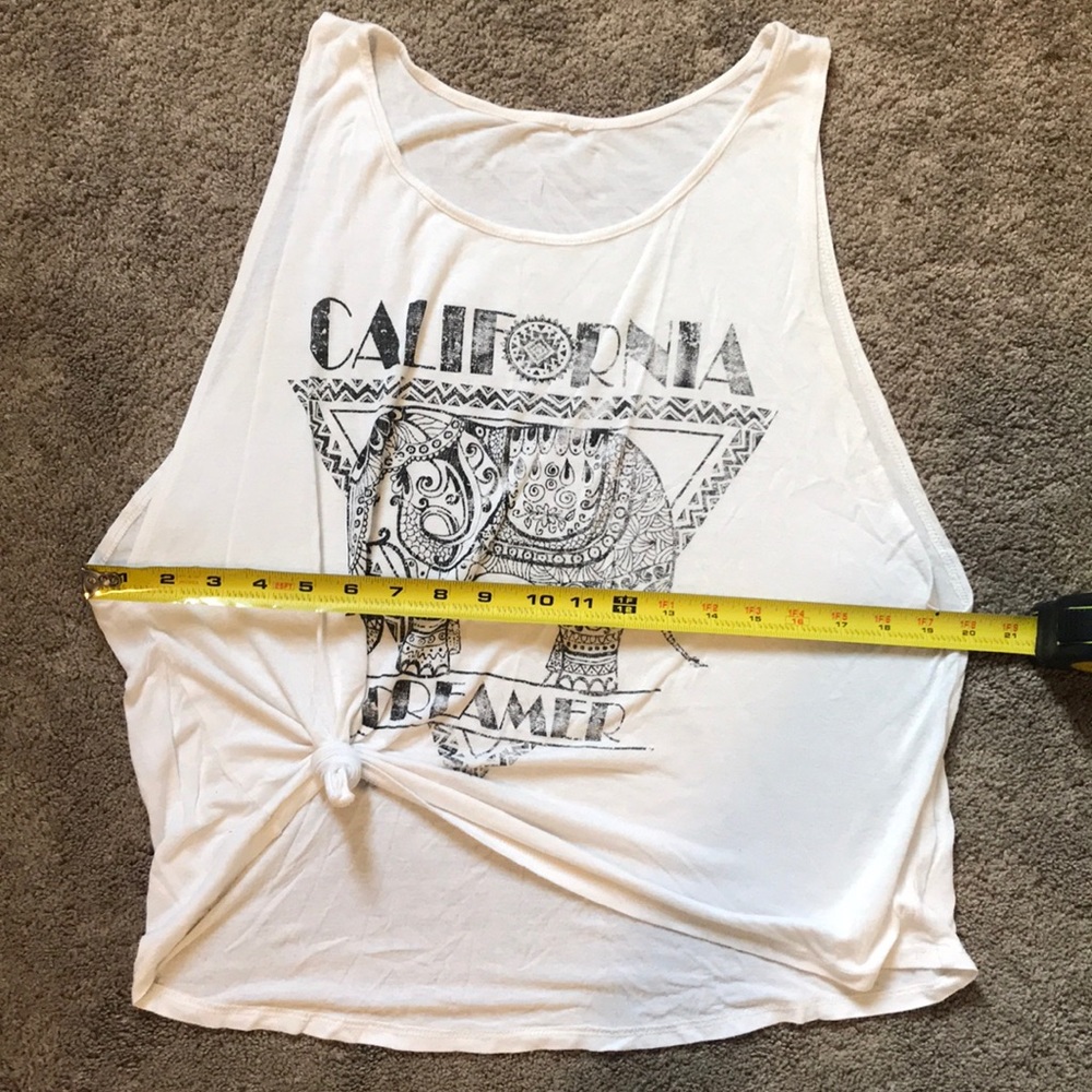 3/$21💥 CALI DREAMER • WHITE • TANK • w/ ELEPHANT PRINT - Picture 3 of 6